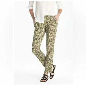 J.Crew Café Capri Neutral Leopard Textured Slim Crop Pants 4P Petite